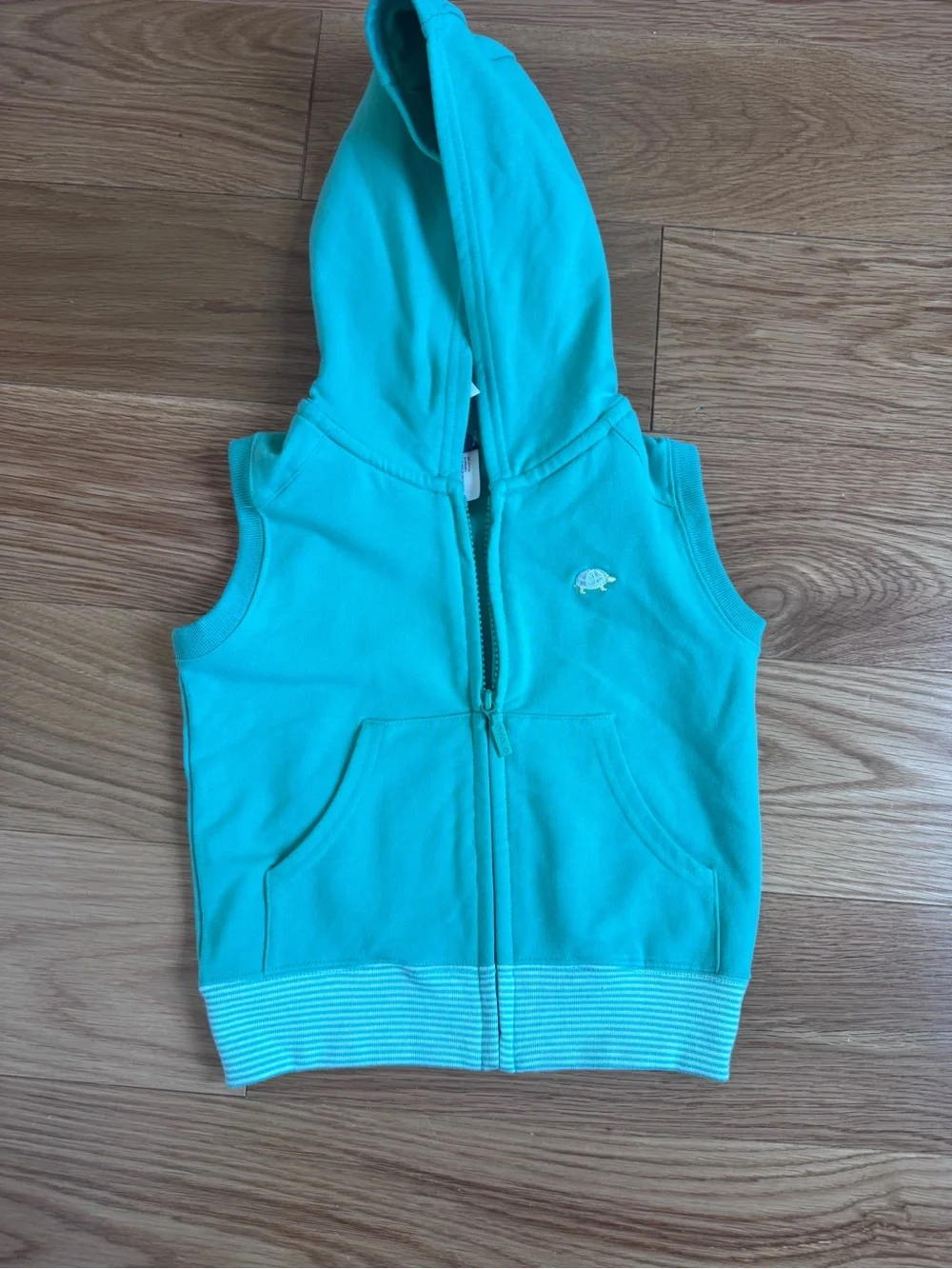 GAP Sleeveless Hooded Zip Vest in Bright Aqua
